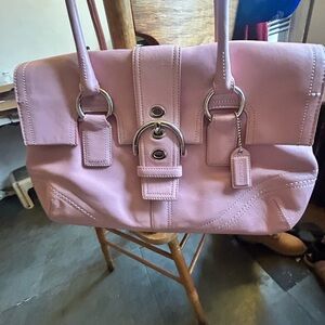 Coach Pink Leather Tote Bag